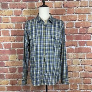 Paul Frank Long Sleeve Hidden Snap Button Up Shirt Green Size XL‎ Elbow Patches